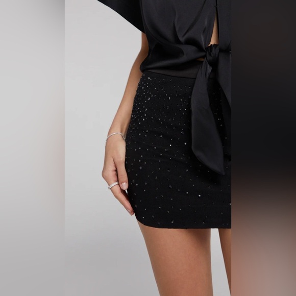 GENERATION LOVE Nina Crystal Mini Skirt in Bare Nude Women Size XS $225 MSRP NEW - Picture 5 of 15